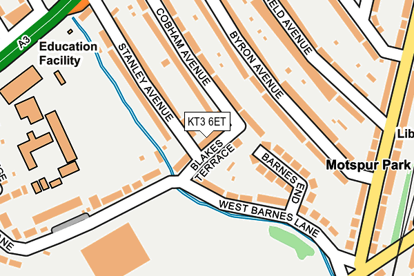 KT3 6ET map - OS OpenMap – Local (Ordnance Survey)
