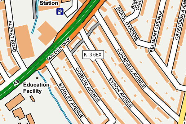 KT3 6EX map - OS OpenMap – Local (Ordnance Survey)
