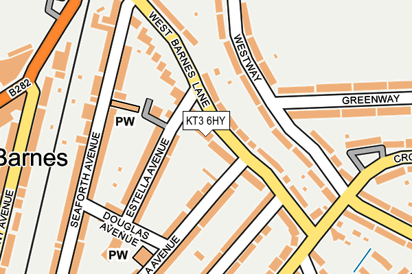 KT3 6HY map - OS OpenMap – Local (Ordnance Survey)