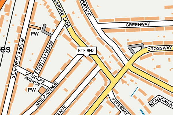 KT3 6HZ map - OS OpenMap – Local (Ordnance Survey)