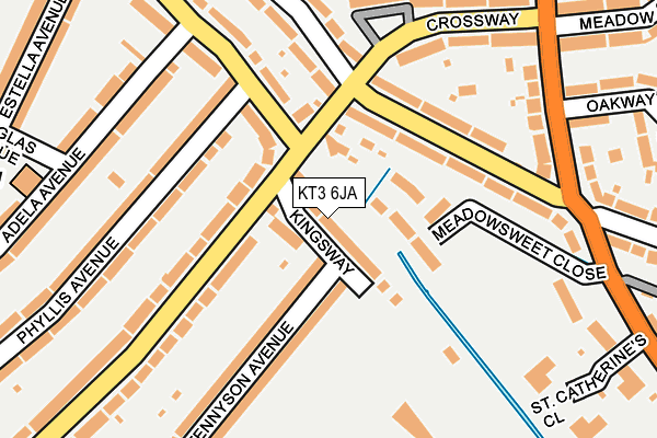 KT3 6JA map - OS OpenMap – Local (Ordnance Survey)