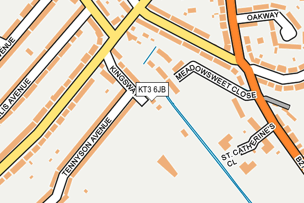 KT3 6JB map - OS OpenMap – Local (Ordnance Survey)