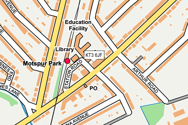 KT3 6JF map - OS OpenMap – Local (Ordnance Survey)