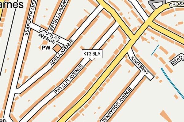 KT3 6LA map - OS OpenMap – Local (Ordnance Survey)