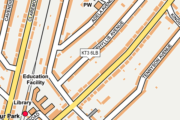 KT3 6LB map - OS OpenMap – Local (Ordnance Survey)