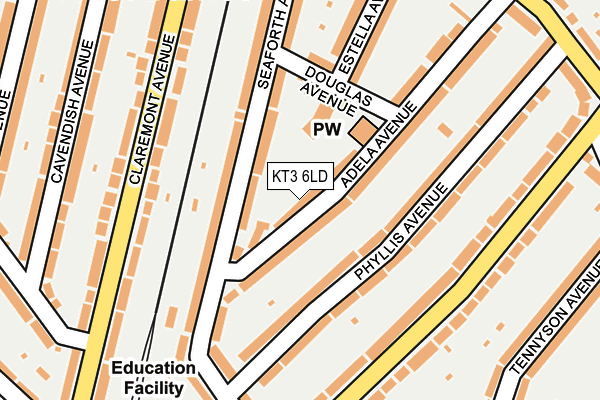 KT3 6LD map - OS OpenMap – Local (Ordnance Survey)