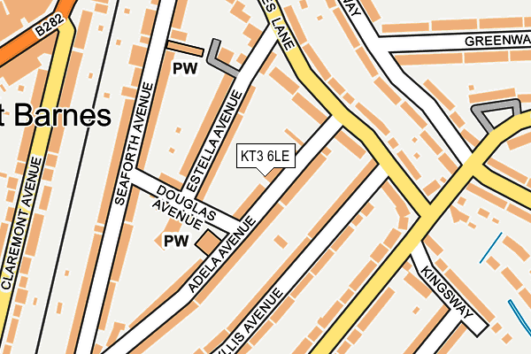 KT3 6LE map - OS OpenMap – Local (Ordnance Survey)