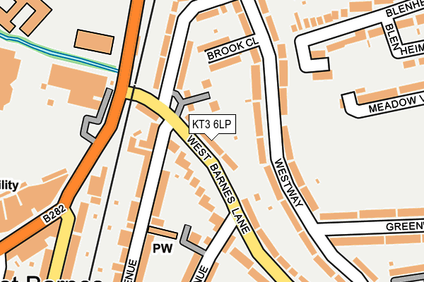 KT3 6LP map - OS OpenMap – Local (Ordnance Survey)