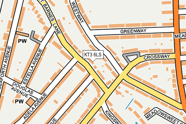 KT3 6LS map - OS OpenMap – Local (Ordnance Survey)