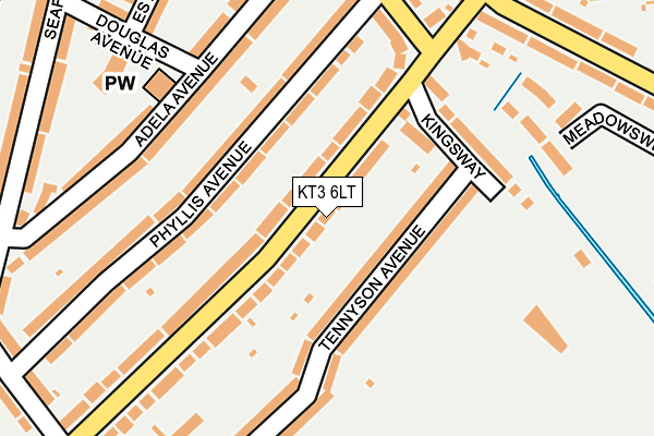 KT3 6LT map - OS OpenMap – Local (Ordnance Survey)
