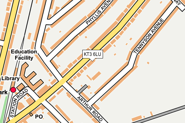 KT3 6LU map - OS OpenMap – Local (Ordnance Survey)