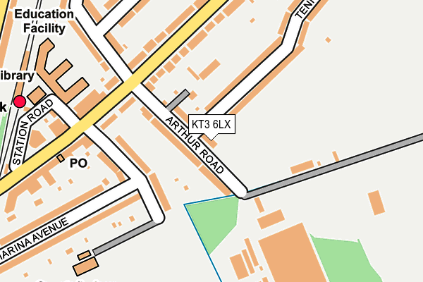 KT3 6LX map - OS OpenMap – Local (Ordnance Survey)