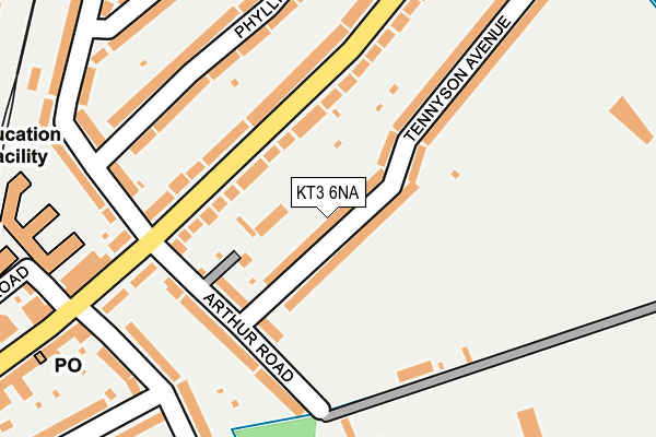 KT3 6NA map - OS OpenMap – Local (Ordnance Survey)