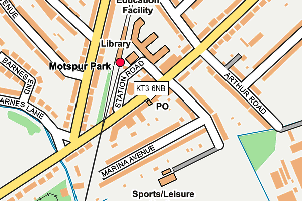 KT3 6NB map - OS OpenMap – Local (Ordnance Survey)