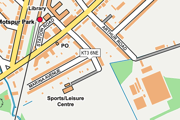 KT3 6NE map - OS OpenMap – Local (Ordnance Survey)