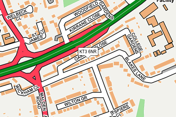 KT3 6NR map - OS OpenMap – Local (Ordnance Survey)