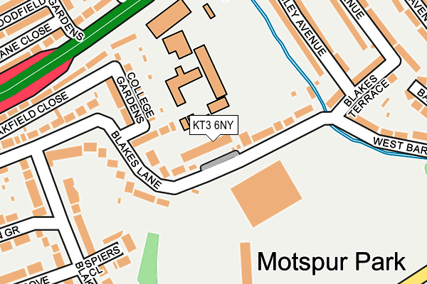 KT3 6NY map - OS OpenMap – Local (Ordnance Survey)