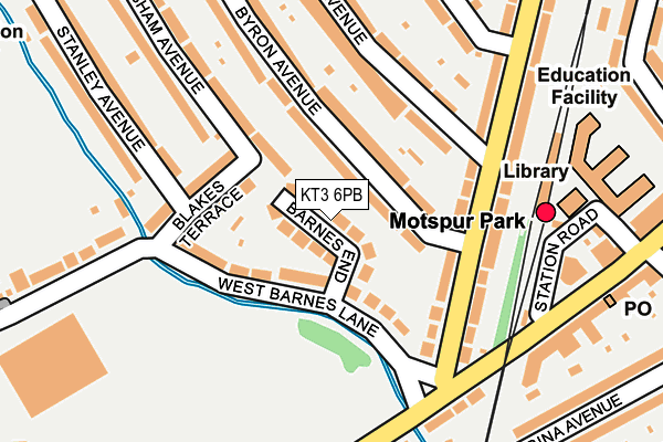KT3 6PB map - OS OpenMap – Local (Ordnance Survey)