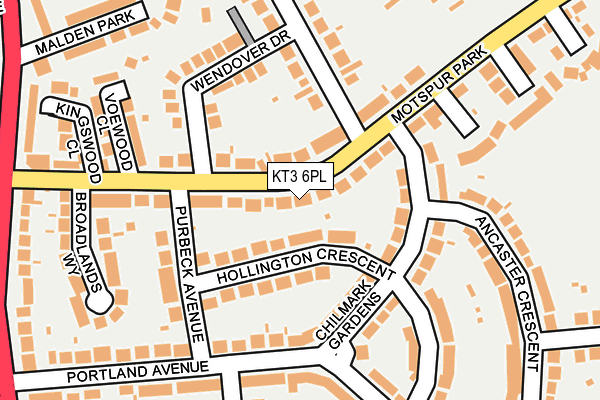 KT3 6PL map - OS OpenMap – Local (Ordnance Survey)