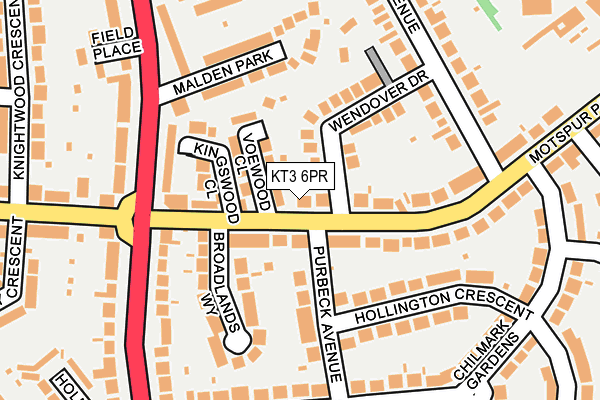KT3 6PR map - OS OpenMap – Local (Ordnance Survey)