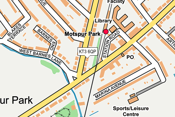 KT3 6QP map - OS OpenMap – Local (Ordnance Survey)