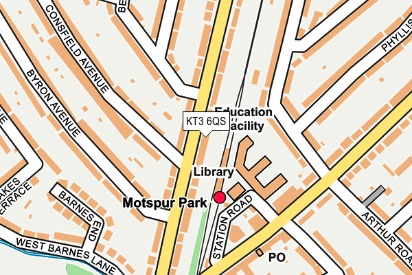 KT3 6QS map - OS OpenMap – Local (Ordnance Survey)