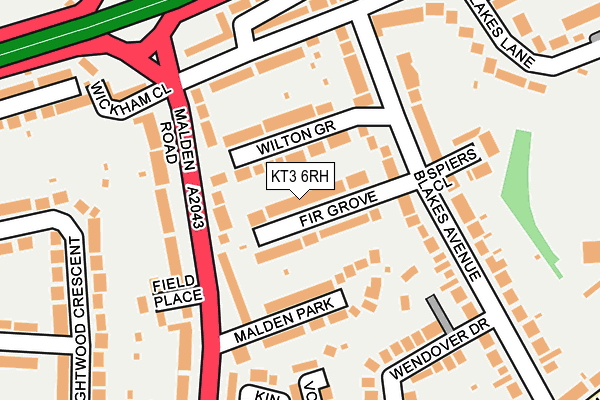 KT3 6RH map - OS OpenMap – Local (Ordnance Survey)