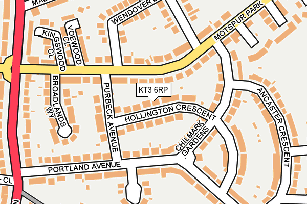 KT3 6RP map - OS OpenMap – Local (Ordnance Survey)