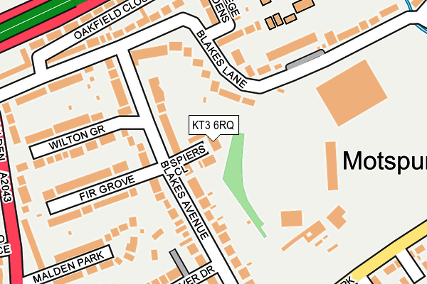 KT3 6RQ map - OS OpenMap – Local (Ordnance Survey)