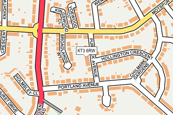 KT3 6RW map - OS OpenMap – Local (Ordnance Survey)