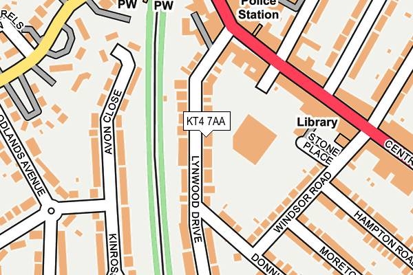 KT4 7AA map - OS OpenMap – Local (Ordnance Survey)