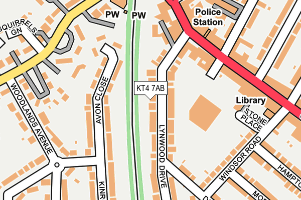 KT4 7AB map - OS OpenMap – Local (Ordnance Survey)