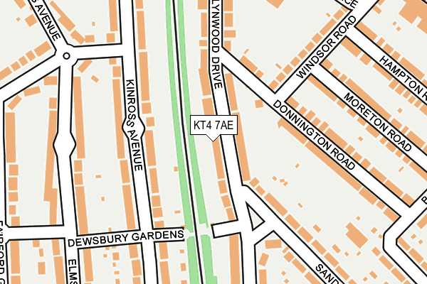 KT4 7AE map - OS OpenMap – Local (Ordnance Survey)