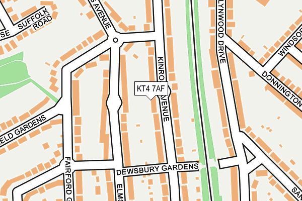 KT4 7AF map - OS OpenMap – Local (Ordnance Survey)
