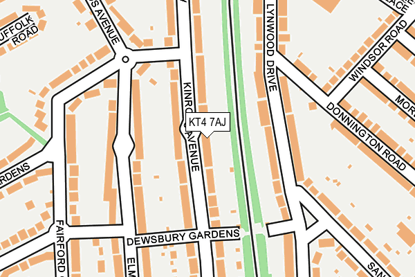 KT4 7AJ map - OS OpenMap – Local (Ordnance Survey)