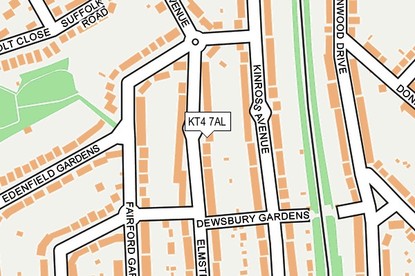 KT4 7AL map - OS OpenMap – Local (Ordnance Survey)