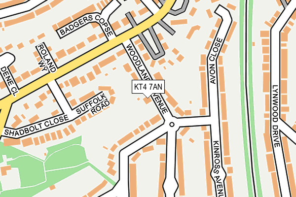 KT4 7AN map - OS OpenMap – Local (Ordnance Survey)