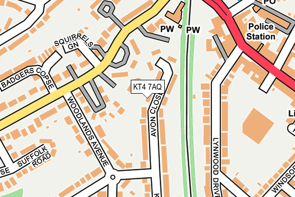 KT4 7AQ map - OS OpenMap – Local (Ordnance Survey)