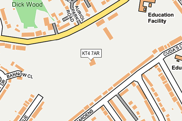 KT4 7AR map - OS OpenMap – Local (Ordnance Survey)