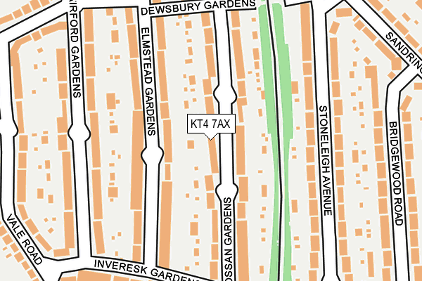 KT4 7AX map - OS OpenMap – Local (Ordnance Survey)