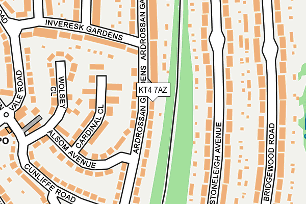 KT4 7AZ map - OS OpenMap – Local (Ordnance Survey)