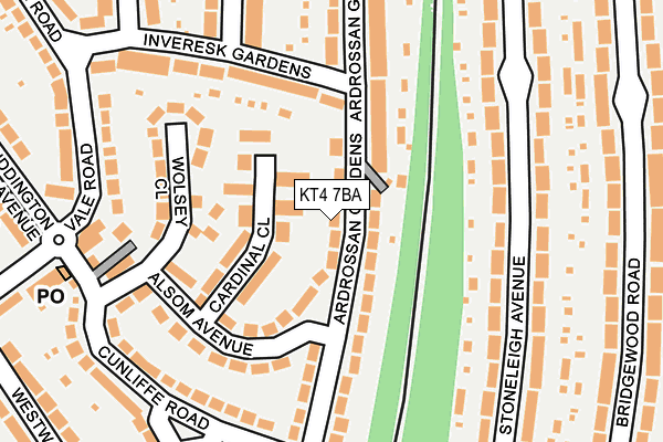 KT4 7BA map - OS OpenMap – Local (Ordnance Survey)