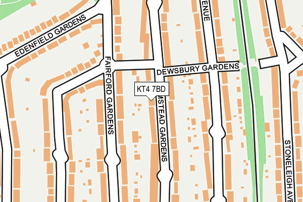 KT4 7BD map - OS OpenMap – Local (Ordnance Survey)