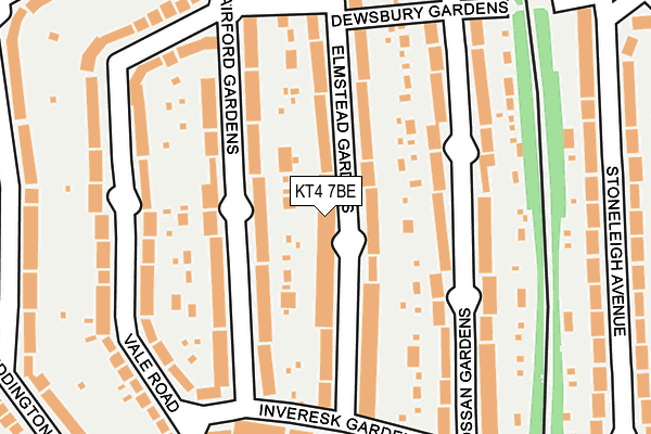 KT4 7BE map - OS OpenMap – Local (Ordnance Survey)