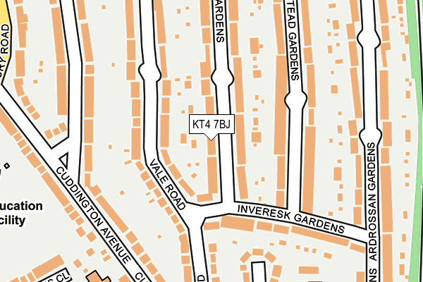 KT4 7BJ map - OS OpenMap – Local (Ordnance Survey)
