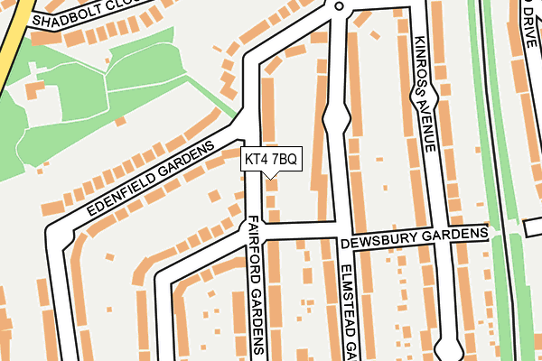 KT4 7BQ map - OS OpenMap – Local (Ordnance Survey)