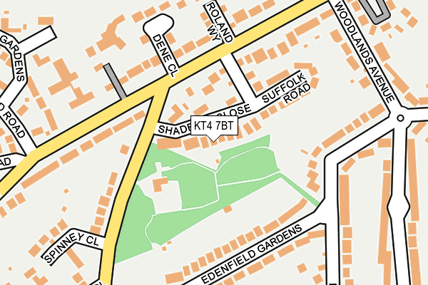 KT4 7BT map - OS OpenMap – Local (Ordnance Survey)