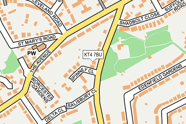 KT4 7BU map - OS OpenMap – Local (Ordnance Survey)