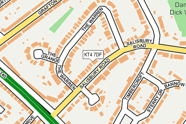 KT4 7DF map - OS OpenMap – Local (Ordnance Survey)