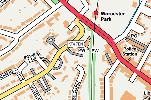 KT4 7EN map - OS OpenMap – Local (Ordnance Survey)